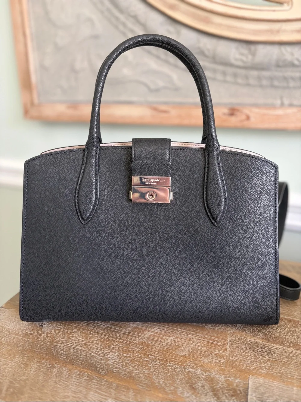 Kate Spade Medium Black Tote Bag w/ long adjustable Strap